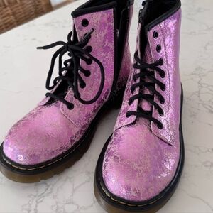 Dr Martens Pink Glitter Combat Boots